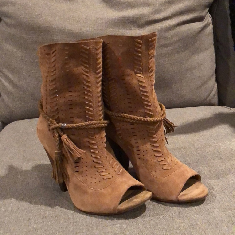 Dolce vita suede open toed ankle booties